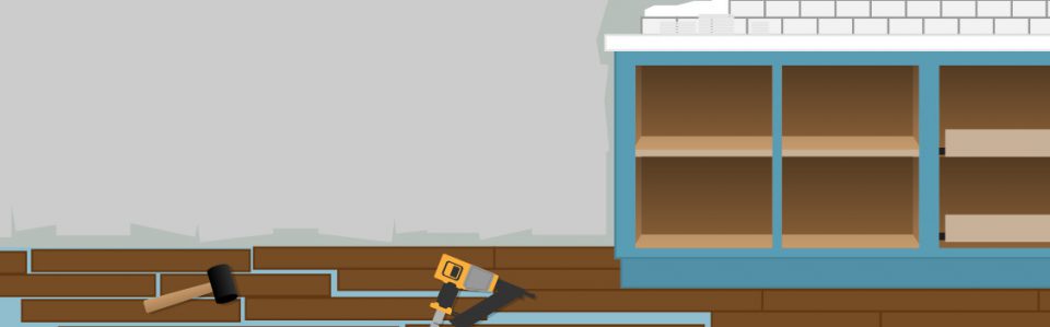illustration of home improvement on cabinets and tools
