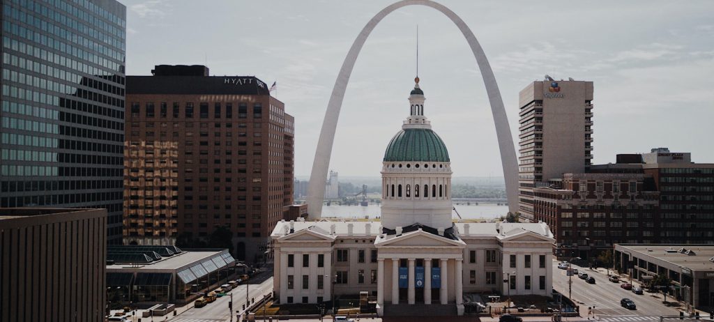 Photo of St. Louis skyline with City Hall and the Arch