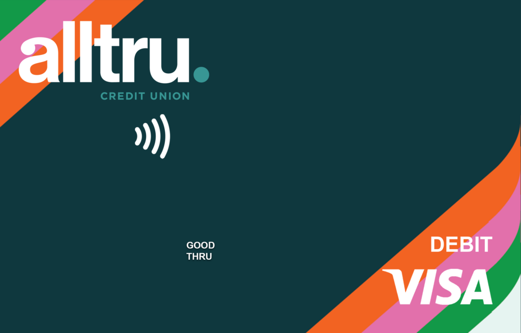 Alltru tap to pay wavy stripe Visa debit card