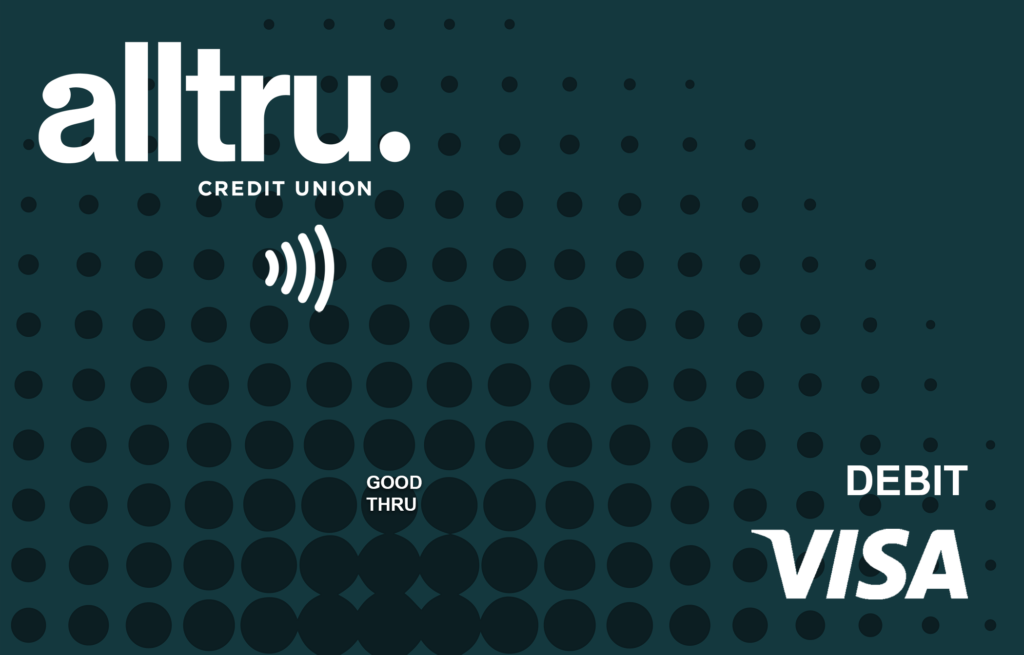 Alltru tap to pay teal Visa debit card