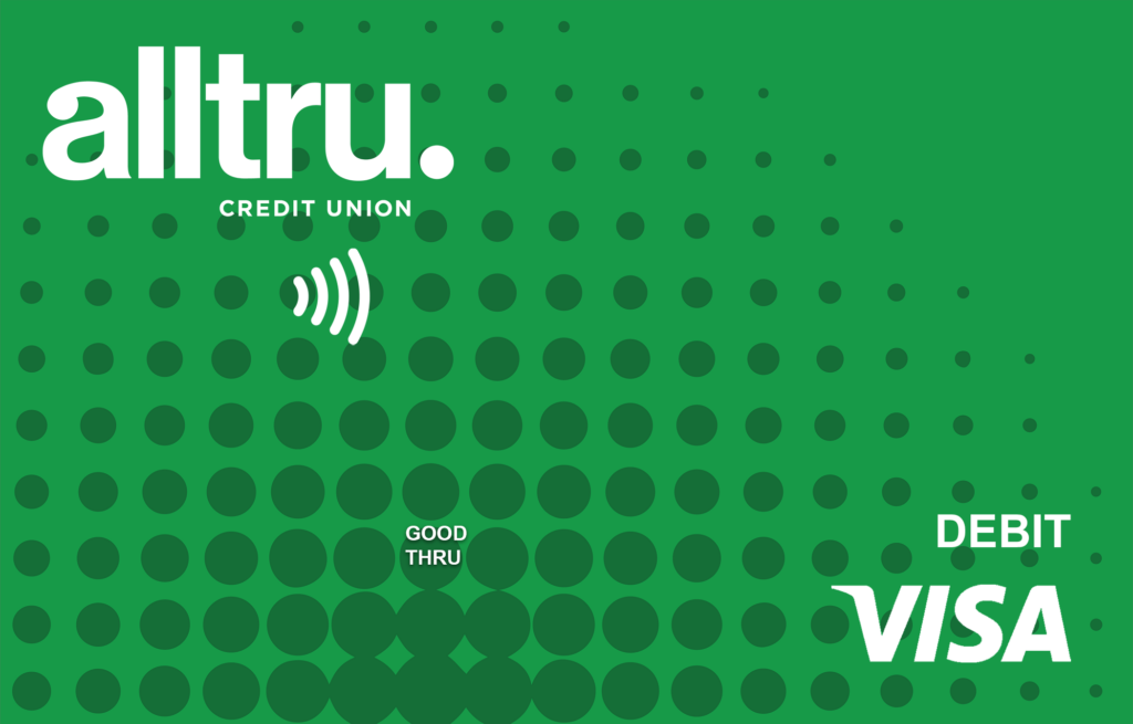 Alltru tap to pay green Visa debit card