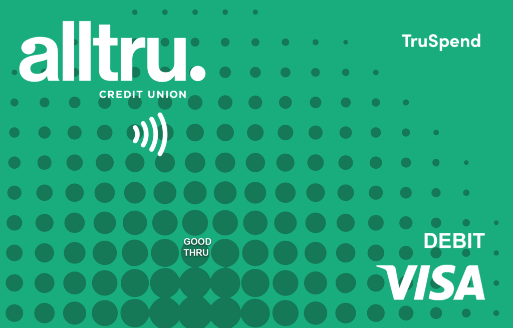 Alltru tap to pay teal Visa debit card