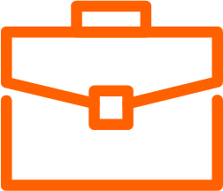 Orange-colored icon of a briefcase
