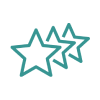 Teal colored star icons