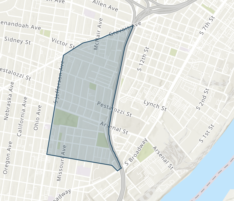 Map of Benton Park neighborhood, St. Louis