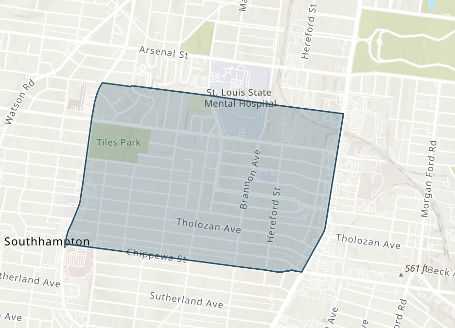 Map of North Hampton neighborhood, St. Louis