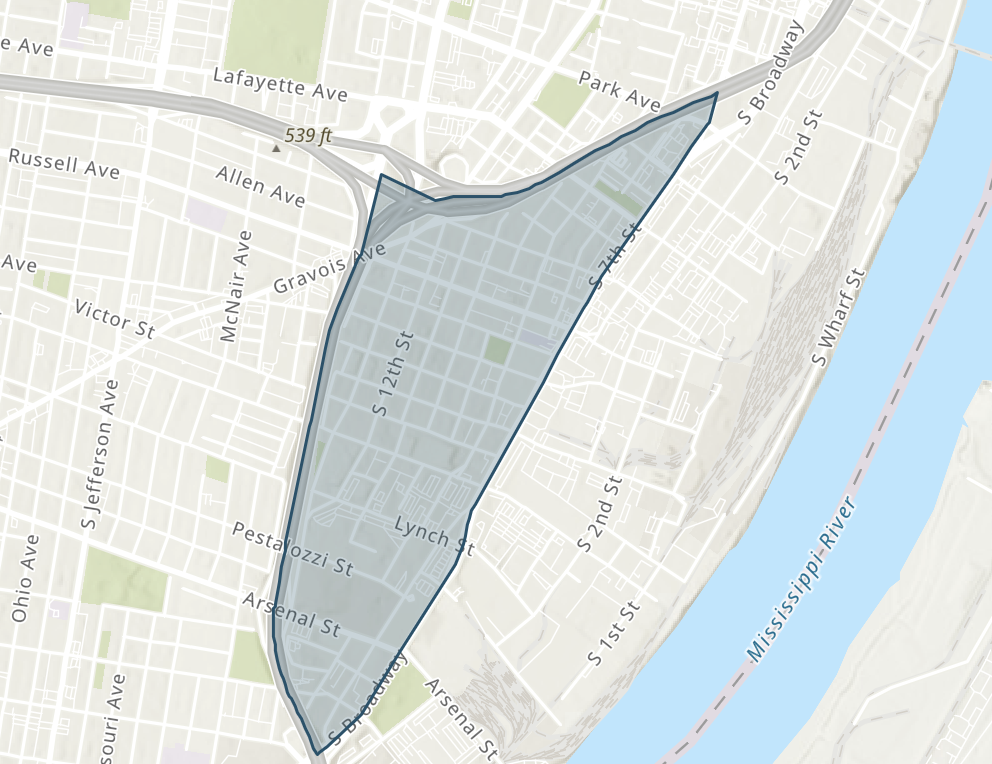 Map of Soulard neighborhood, St. Louis
