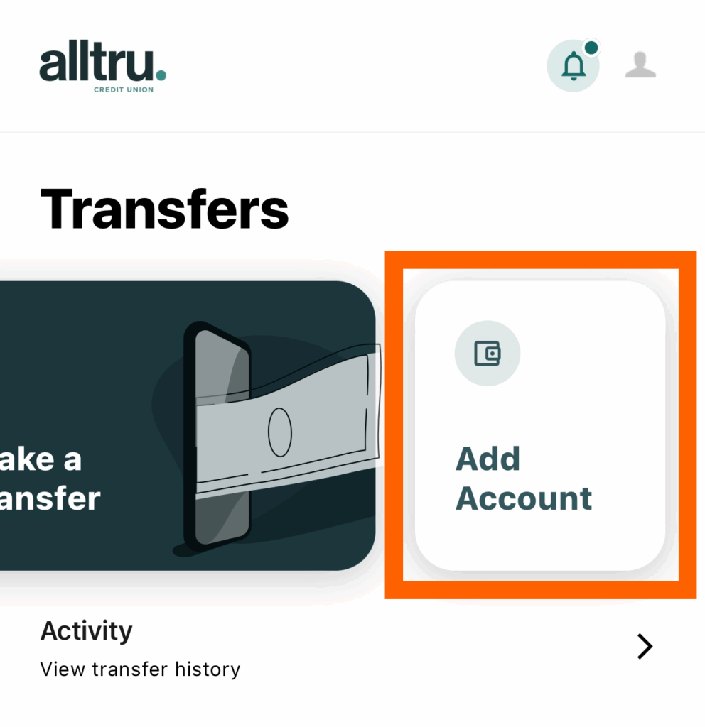 The add account button circled in orange