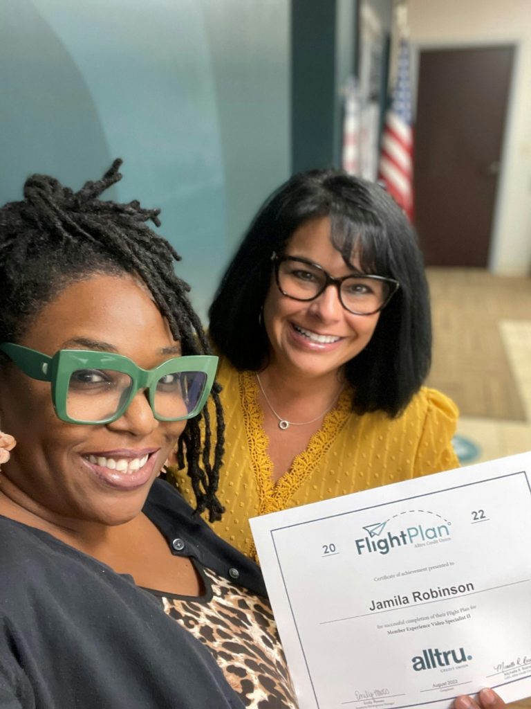 Renee Markert, Director of Retail Services, and Jamila Robinson, Member Experience Video Specialist, Level Up Celebration