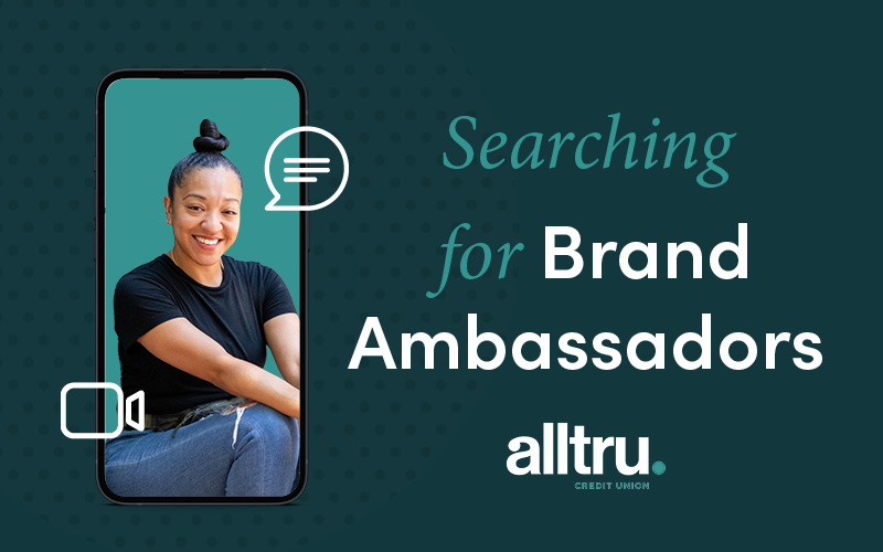 Searching for Brand Ambassadors graphic with a brand ambassador inside a phone