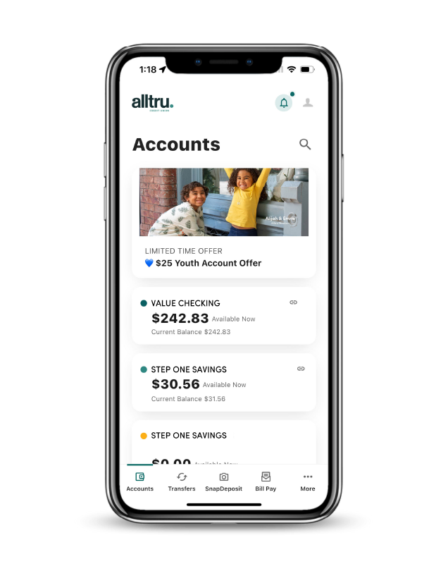 A cellphone with the Alltru mobile app
