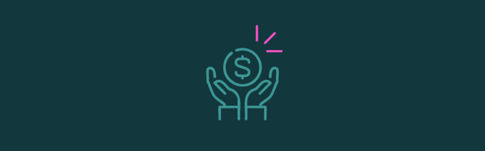 An icon of two hands opening to a coin