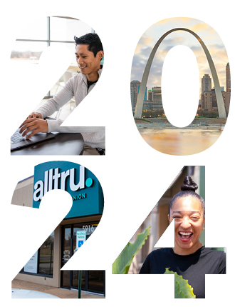What Makes Us Different | Alltru Credit Union | St. Louis, MO The year 2024 with St. Louis photos inside the numbers