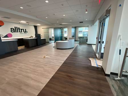 A photo of the interior of Alltru's Florissant branch near the end of construction