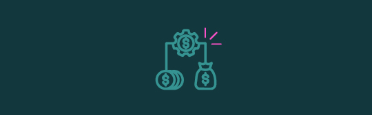 A coin icon with two lines going to different piles of money