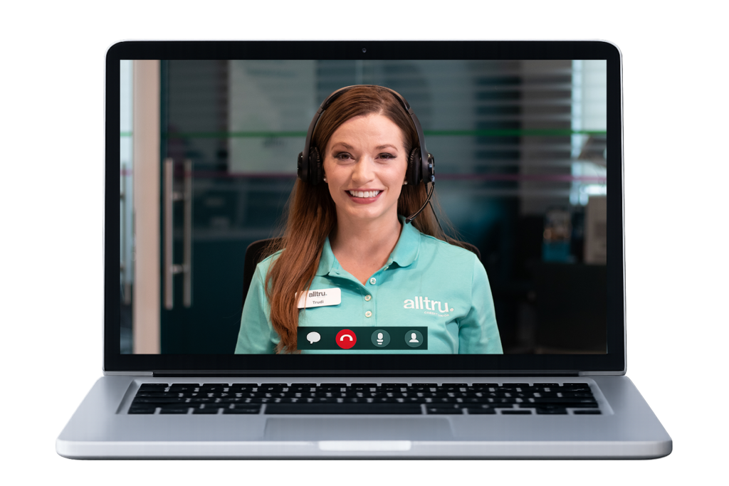Alltru spokesperson Trudi on a video credit review call