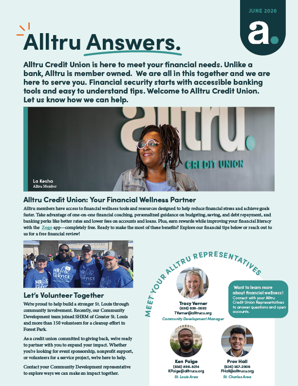 Alltru Answers June 2026 newsletter page 1