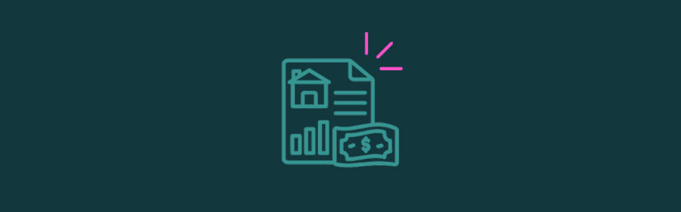 Icons of a money bill in front of a home document