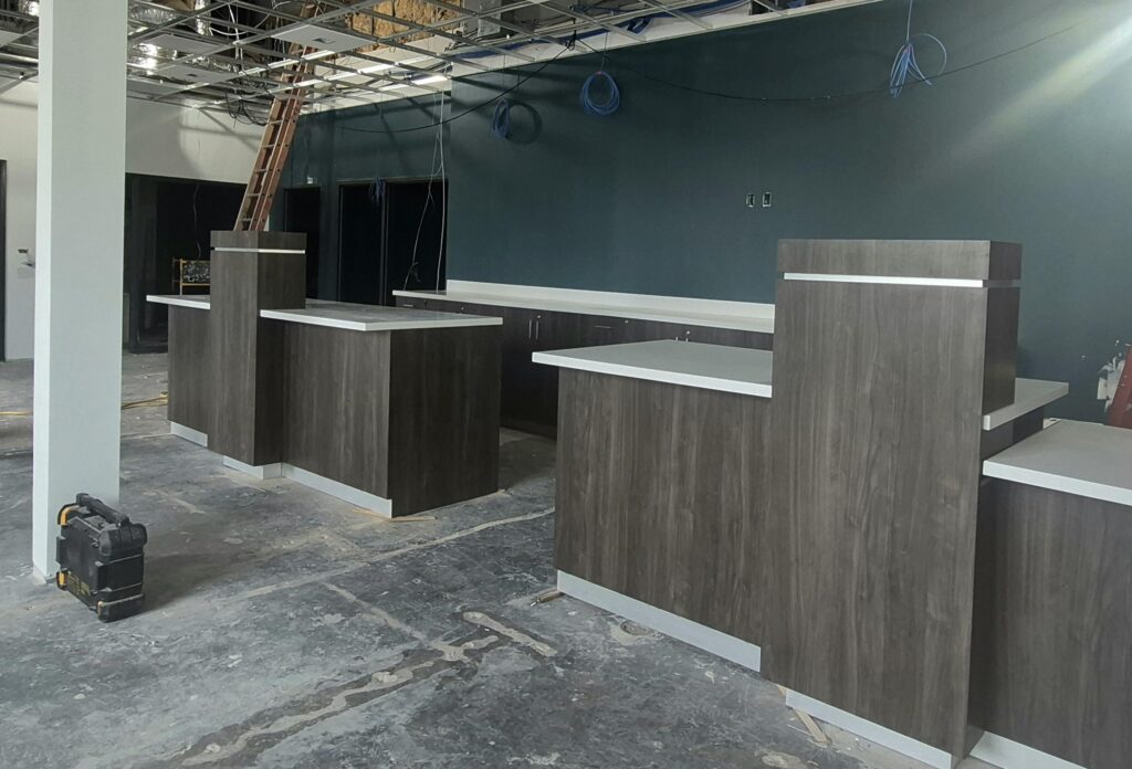 Teller line construction photo of Alltru's Downtown Branch on Market Street St, Louis