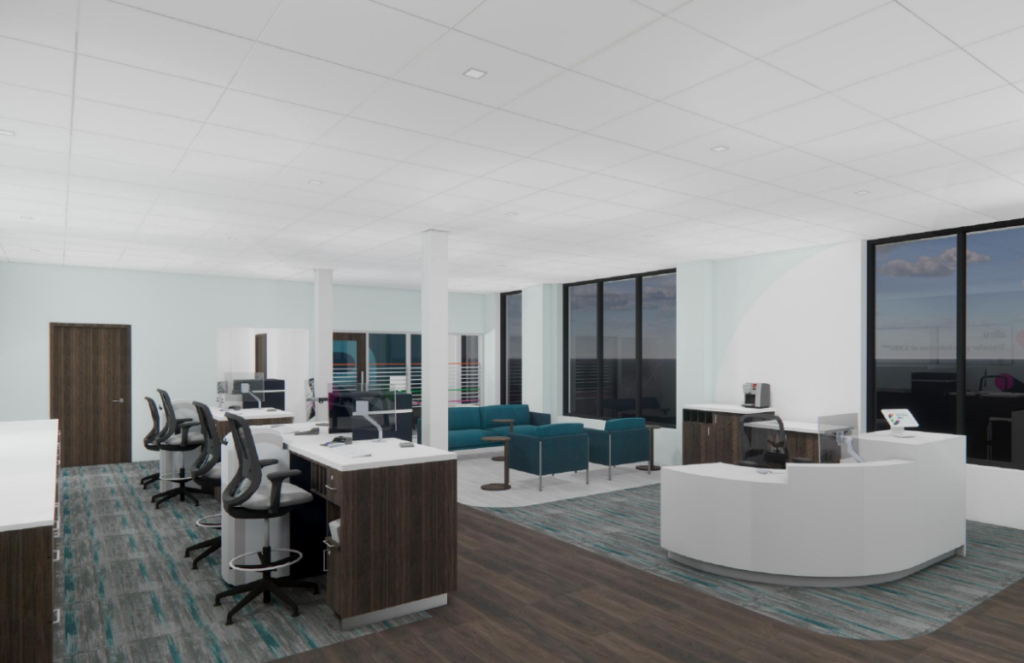 Mockup of Alltru's new Downtown St. Louis branch on Market Street