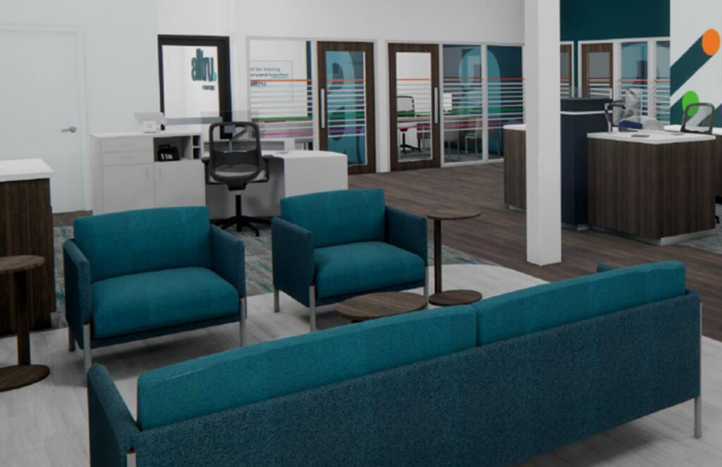 Interior mockup of Alltru's Downtown Market Street Branch